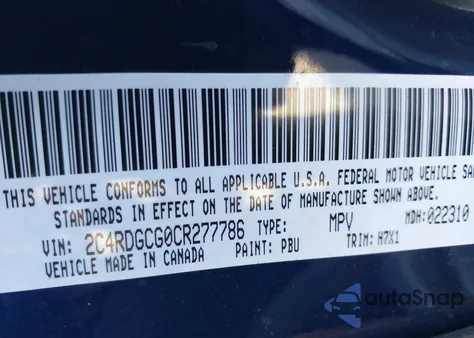 2012 Dodge Grand Caravan Sxt from USA, damaged, VIN 2C4RDGCG0CR277786